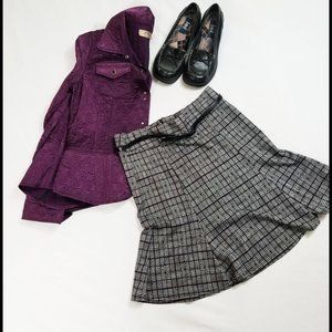Catch My I Purple, Grey, Black Belted Plaid Skirt